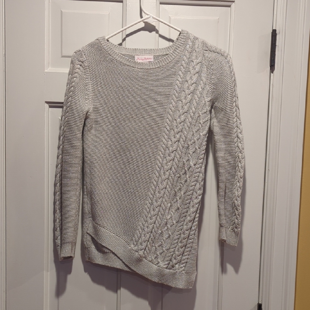 Tommy Bahama Silver Sparkle Asymmetrical Sweater